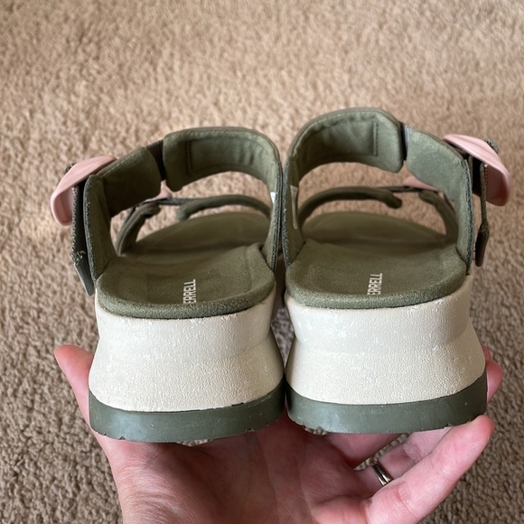 Merrell Alpine Cush Slide Wedge Sandal Women’s 7 Lichen Green EUC Outdoor Casual - Picture 9 of 13